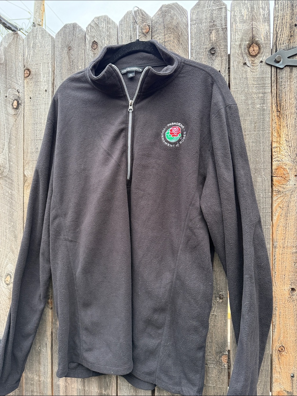 Black Quarter-Zip Fleece Pullover with Pasadena tournament of roses logo